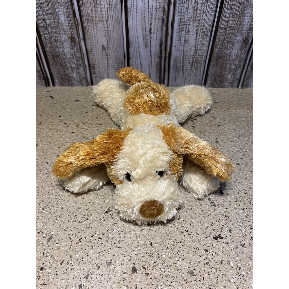 Aurora Puppy Dog Plush cream brown stuffed animal beanbag small mini 9" Floppy